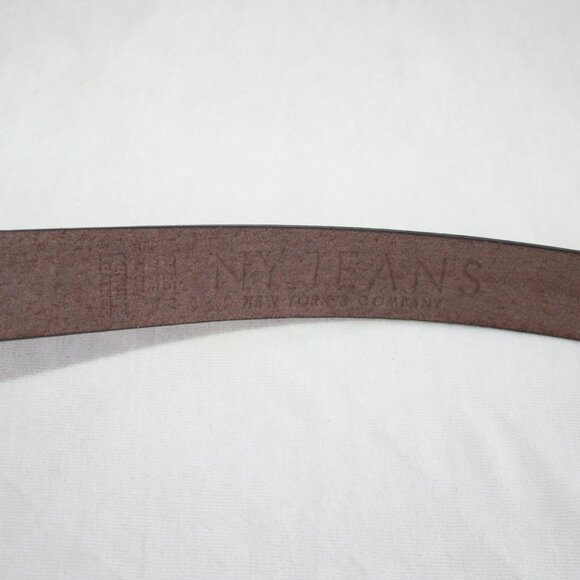 ✨NY & Co LADIES LEATHER BELT SIZE M WOMENS METAL BUCKLE EUC DARK BROWN DESIGNER - Picture 5 of 14